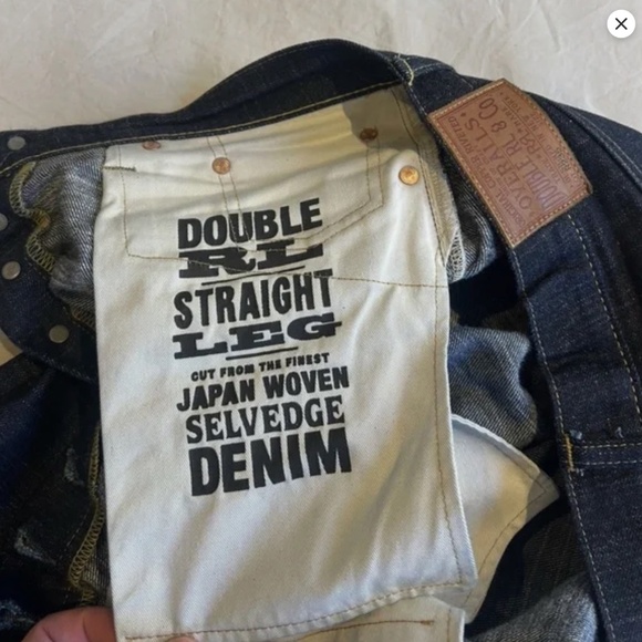 RRL Slim Flit Limited-Edition Rigid Raw Denim Jeans Made USA oz 34 W Wool Blend - Picture 5 of 6